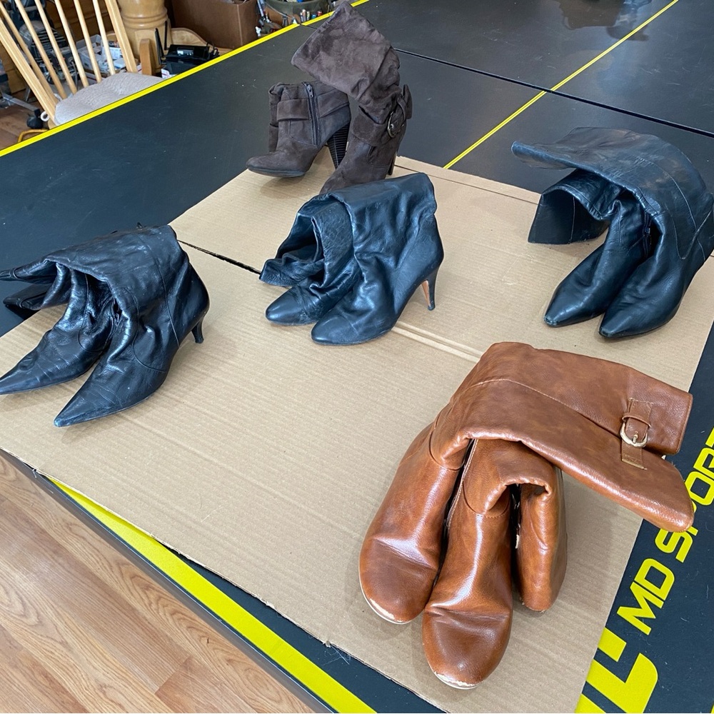 Five Pairs Of Women’s Fashion Boots Size 7 Lot # 9